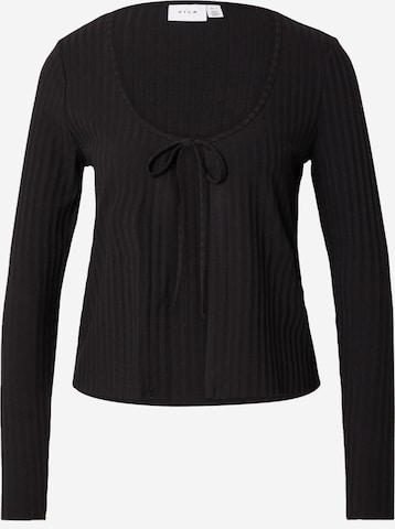 VILA Knit Cardigan 'RIBINI' in Black: front