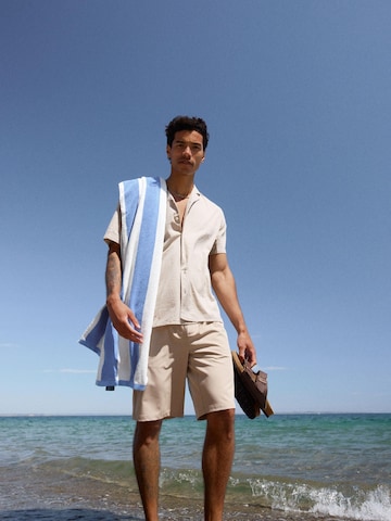 BLEND Comfort Fit Kurzarmhemd ' BHAvan ' in Beige