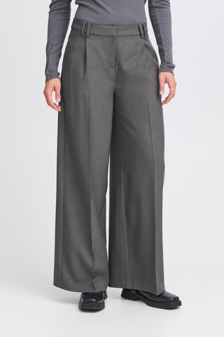 ICHI Wide Leg Bukser 'ICHIhlexi' i grå: forside