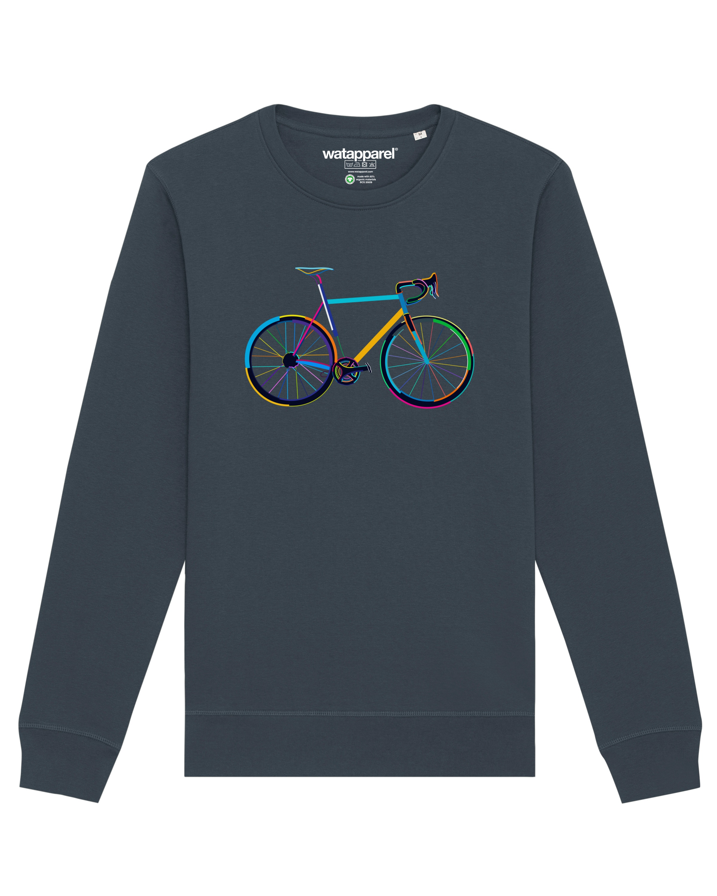 Sweat-shirt ' Fahrrad by night ' Watapparel en gris : devant