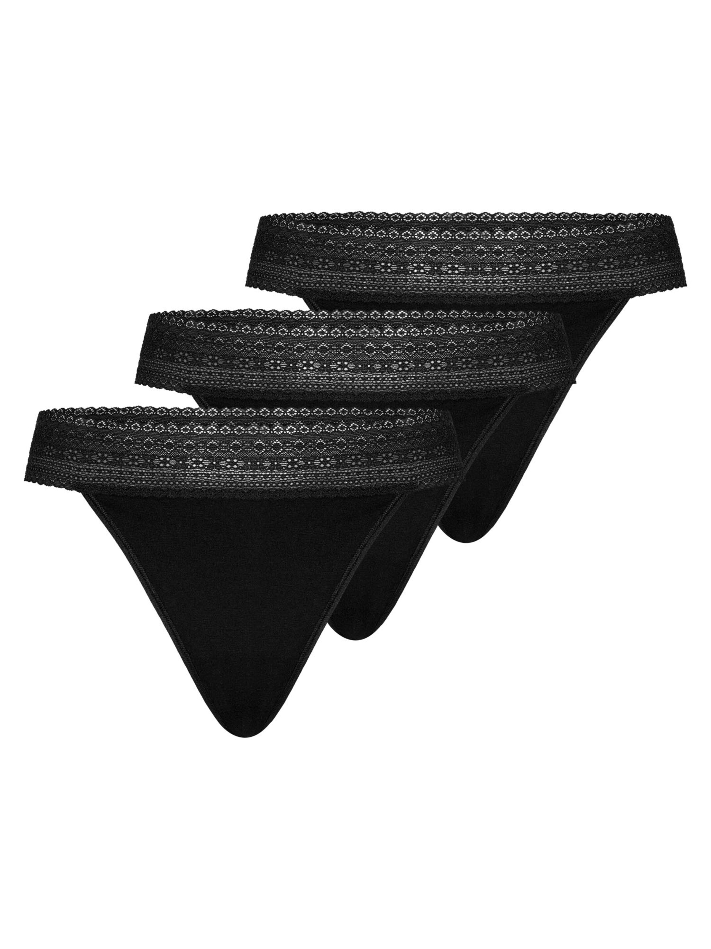 Mey Thong 'Modal Lace' in Black: front
