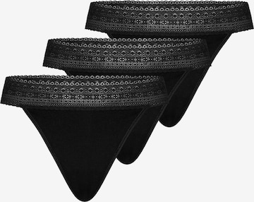 Mey Thong 'Modal Lace' in Black: front
