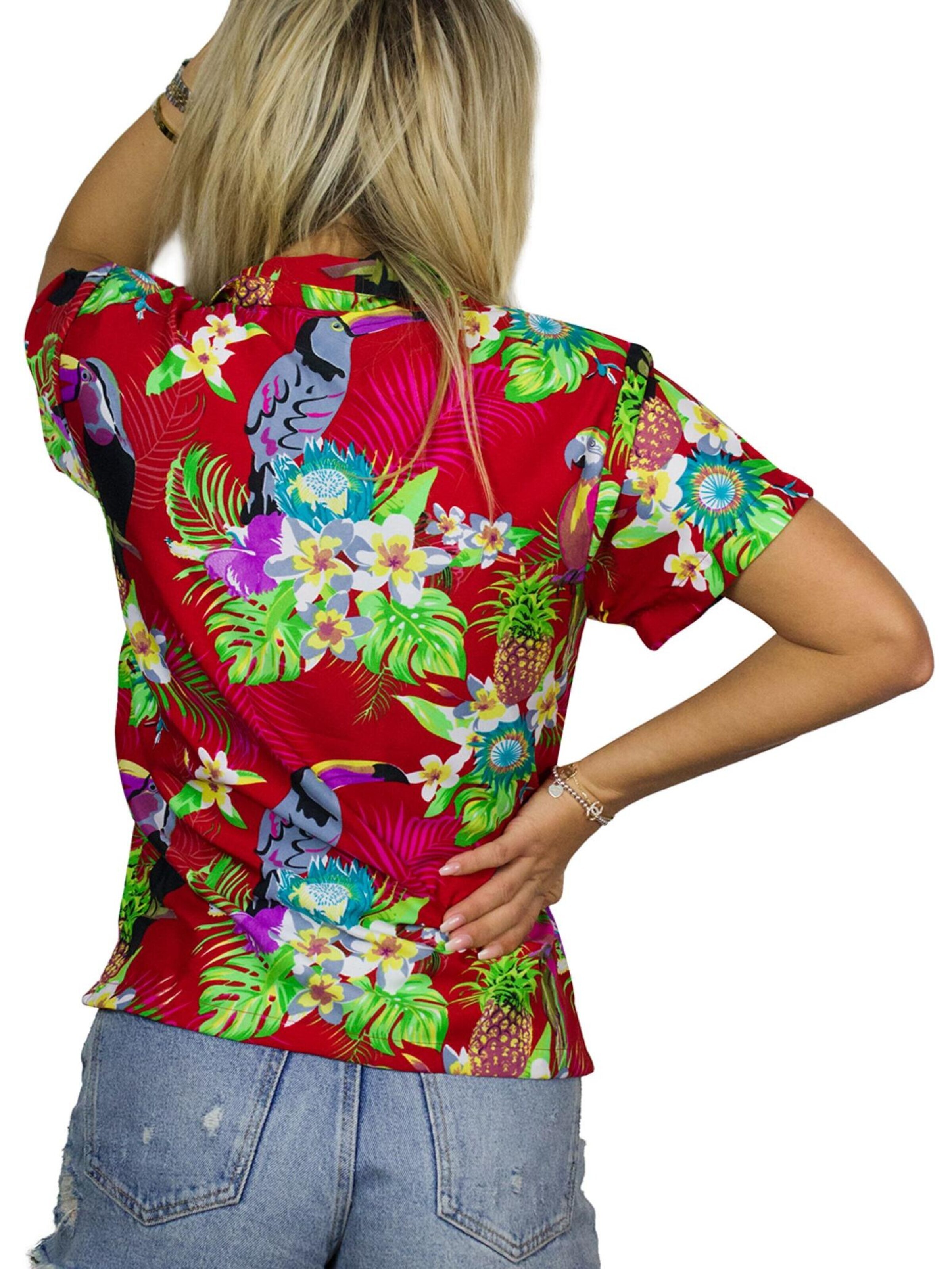 King Kameha Bluse 'Parrot Cockatoo'‌‌‌‌ in Rot