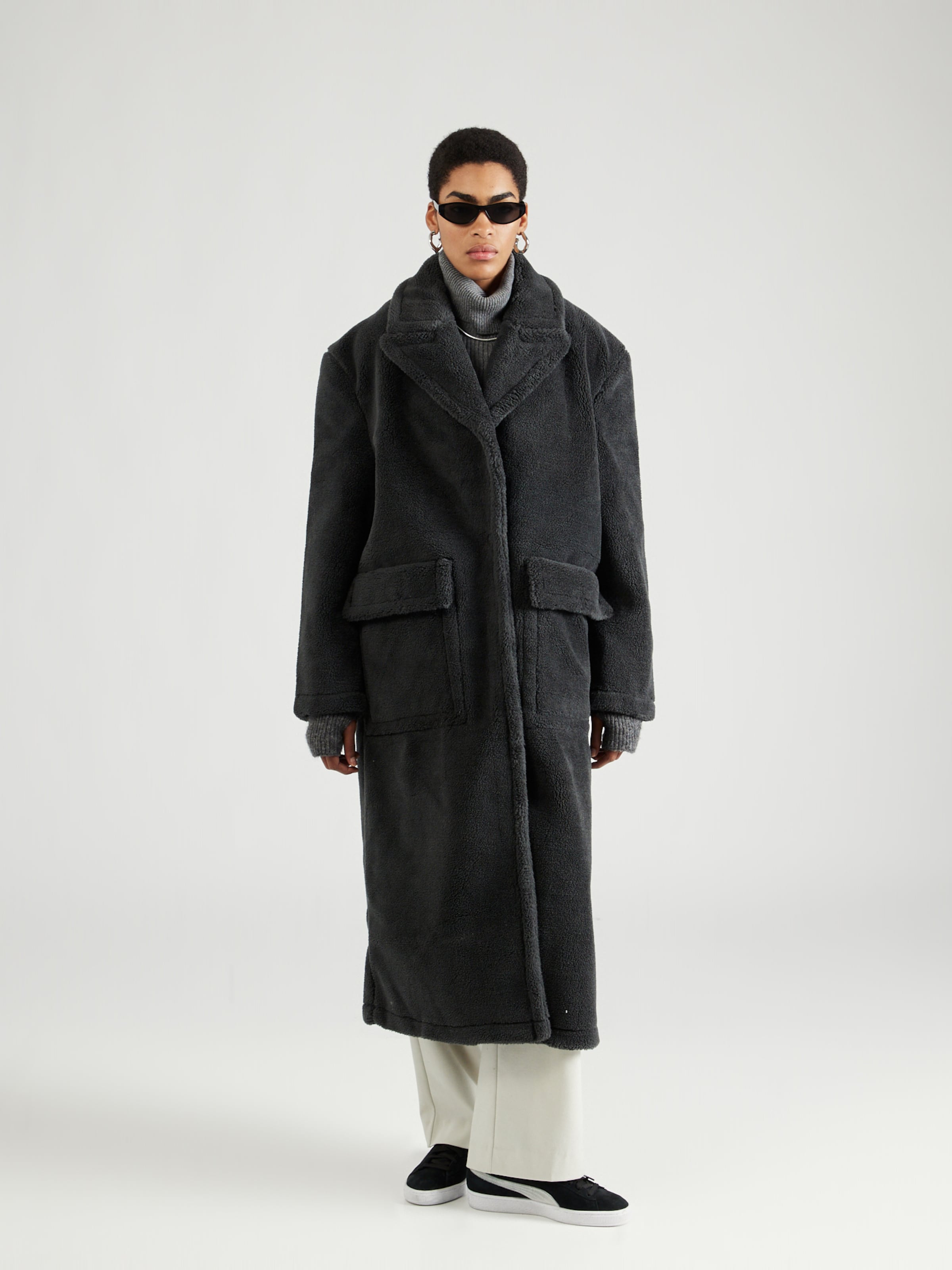 TOPSHOP Winter Coat in Dark Grey ABOUT YOU