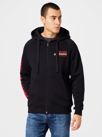 King Kerosin Sweatjacke 'RED BARON' in Schwarz: Vorderseite
