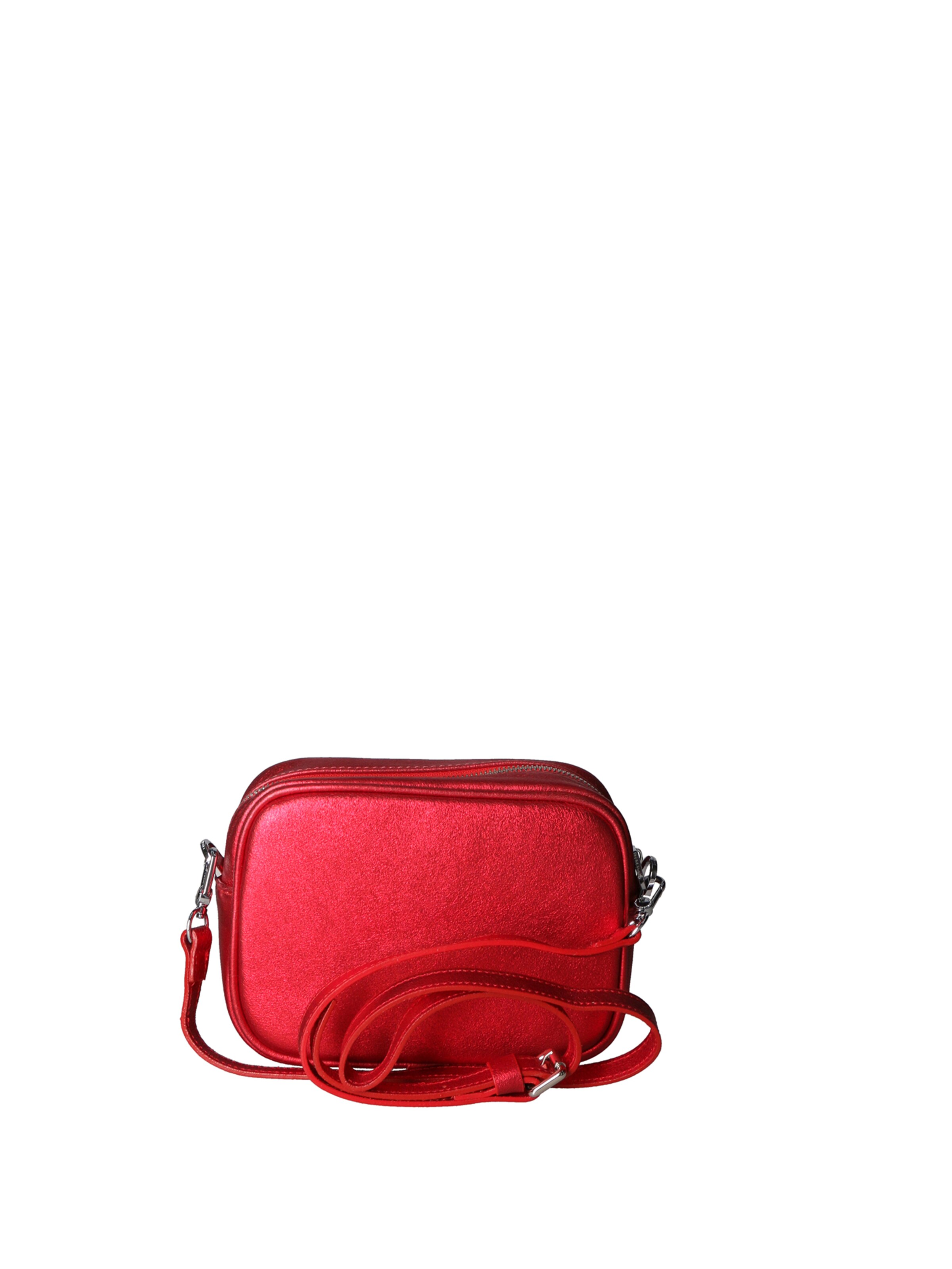 Borsa a tracolla 'Borsa a Tracolla Donna Pelle Laminata con Zip' di Virginia Rhinè in rosso