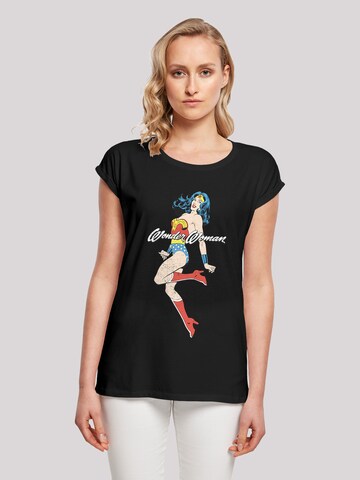 F4NT4STIC Shirt 'DC Comics Wonder Woman Jump' in Black: front