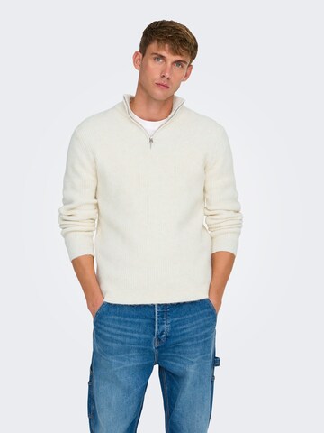 Pullover 'ONSTegan' di Only & Sons in bianco: frontale