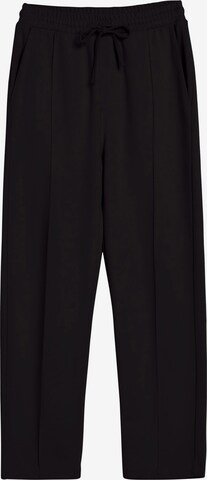 Loosefit Pantalon à plis Bershka en noir : devant