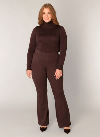 BASE LEVEL CURVY Flared Pants in Brown