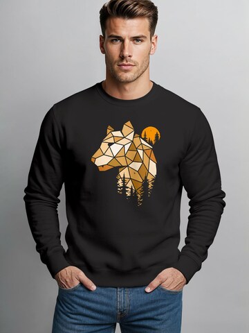 Neverless Sweatshirt 'Luchs Polygon' in Black