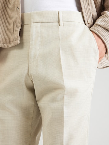 BOSS Slim fit Trousers with creases 'Genius' in White