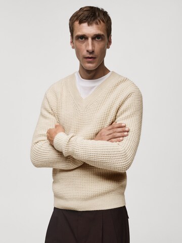 MANGO MAN Trui 'Sugar' in Beige: voorkant