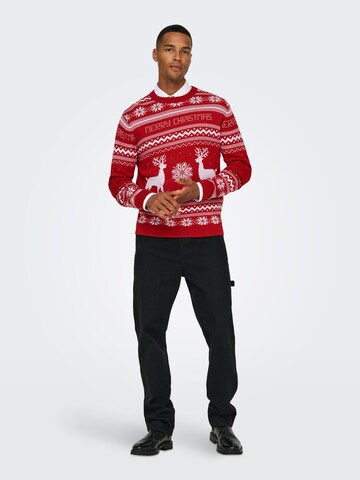 Only & Sons Trui 'ONSXmas' in Rood