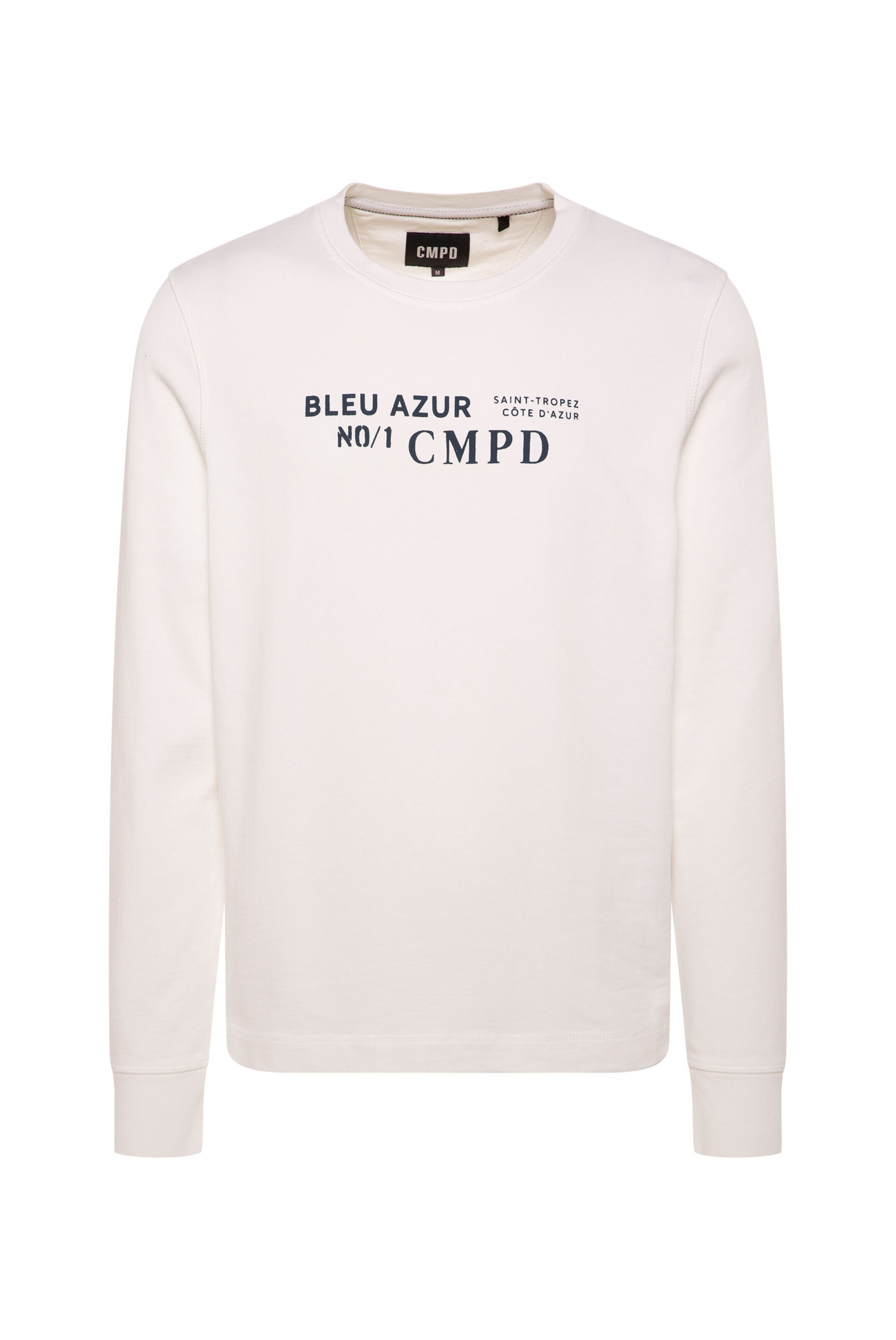 CMPD Sweatshirt mit Label Print in Weiß: Vorderseite