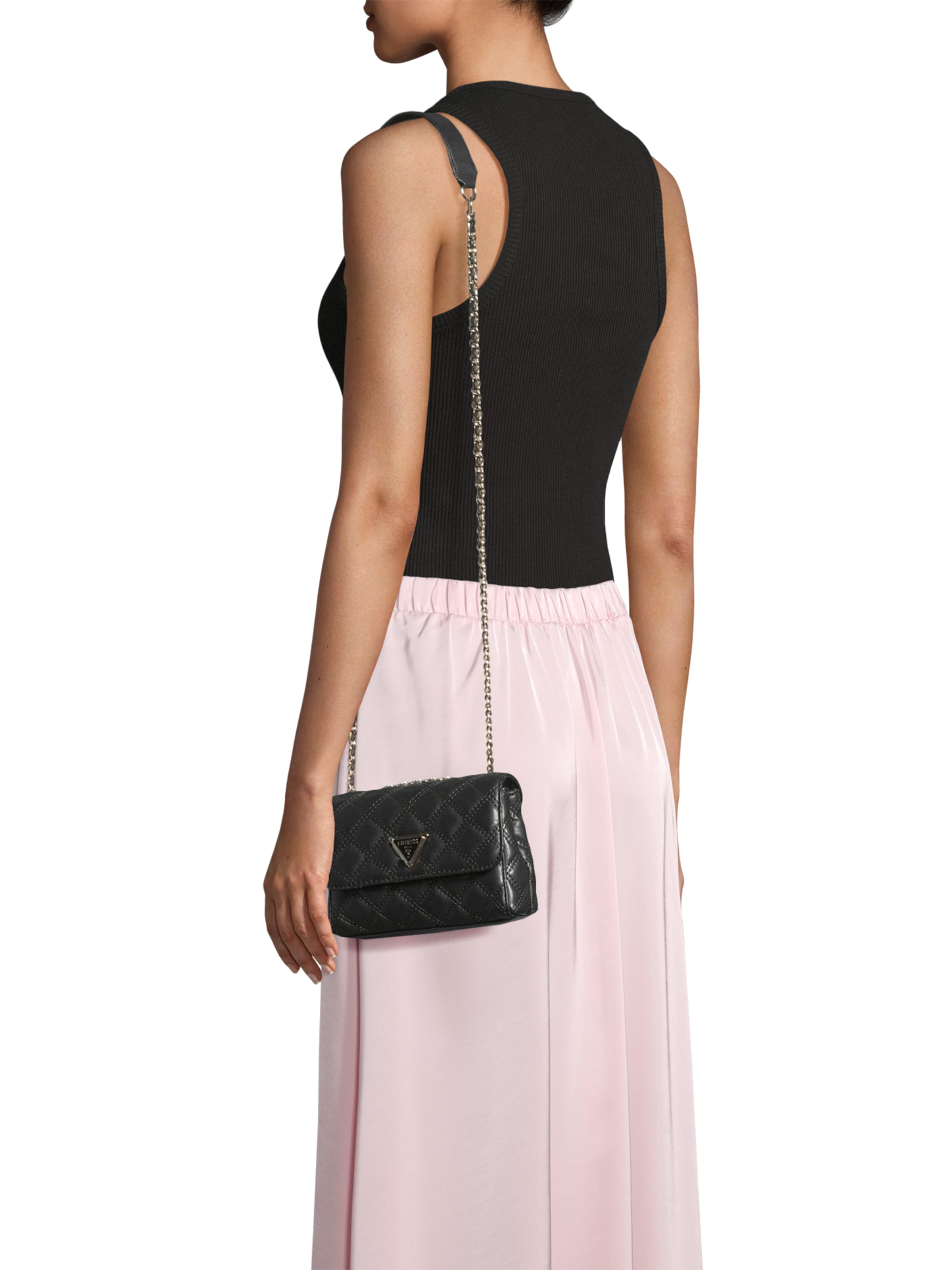 juoda GUESS Rankinė su ilgu dirželiu 'GIULLY II MINI 2 COMP CVRT FLP'