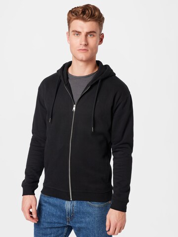 TOM TAILOR DENIM - Sudadera con cremallera en negro: frente