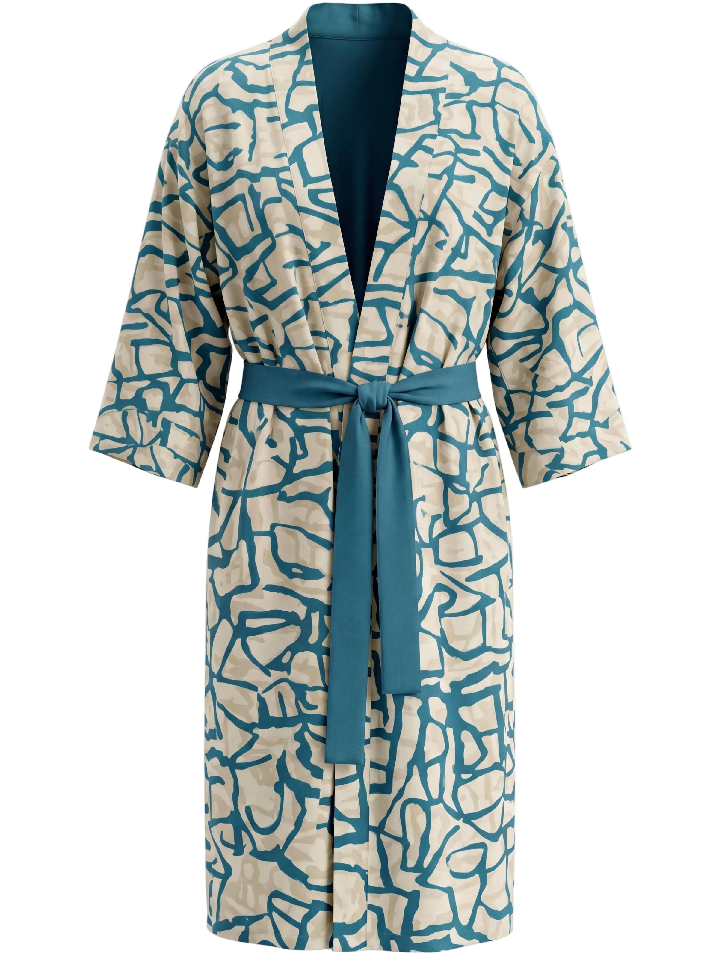 Shop Karey Dressing gown 'Terra Flow Kimono' in Blue
