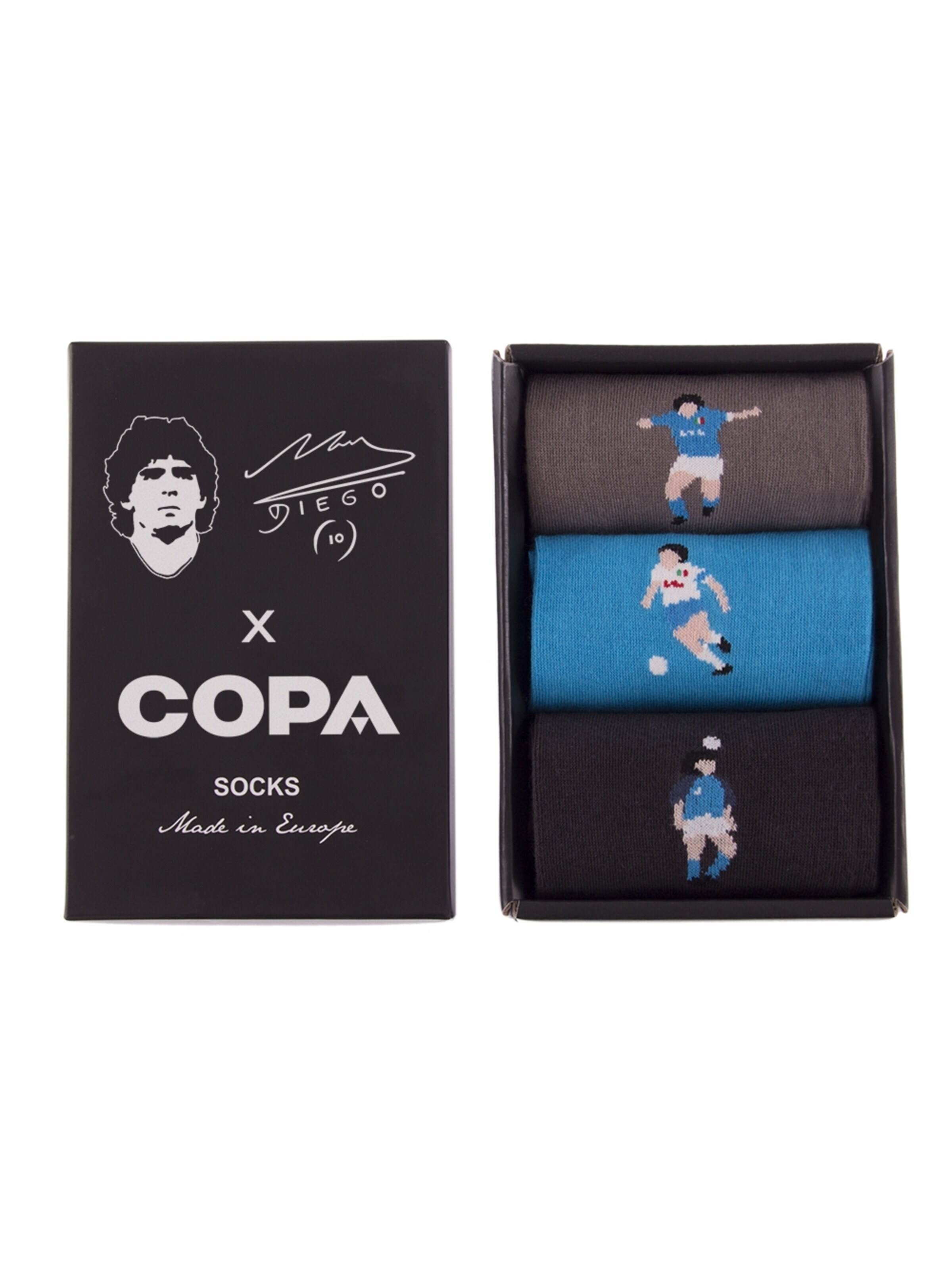COPA FOOTBALL Football socks 'Maradona X COPA Napoli Sokken Box' in Black: front