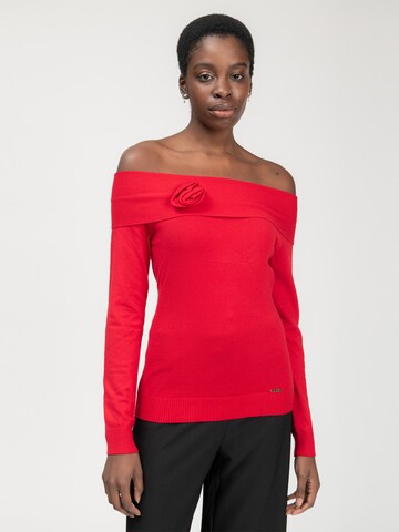 Influencer Pullover in Rot: Vorderseite