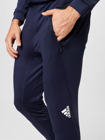ADIDAS SPORTSWEAR Zúžený Sportovní kalhoty 'D4T Workout Warm' – modrá