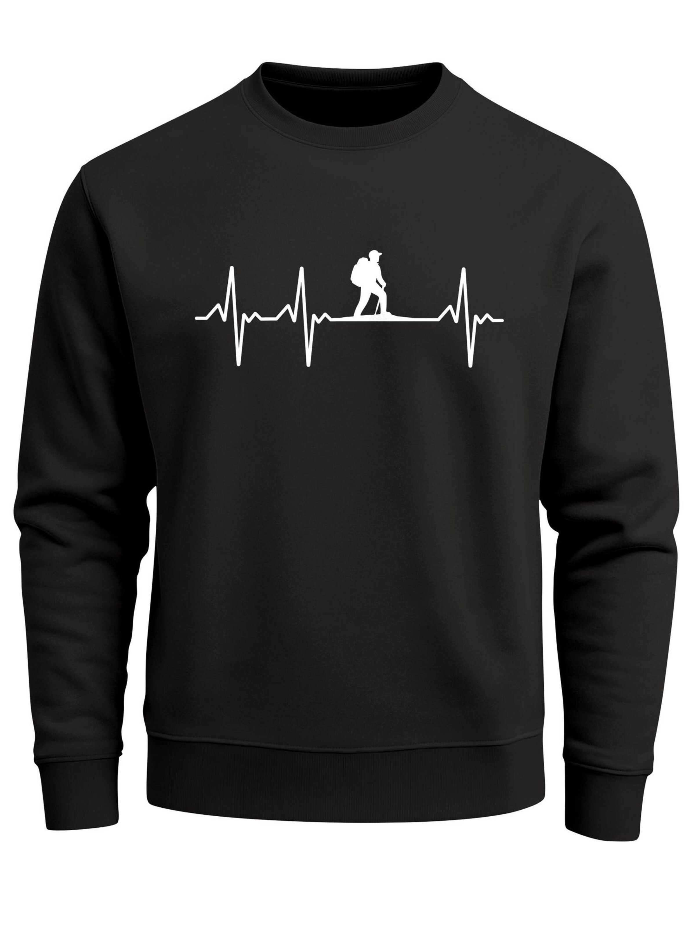 Neverless Sweatshirt 'Wanderer Herzschlag' in Black: front