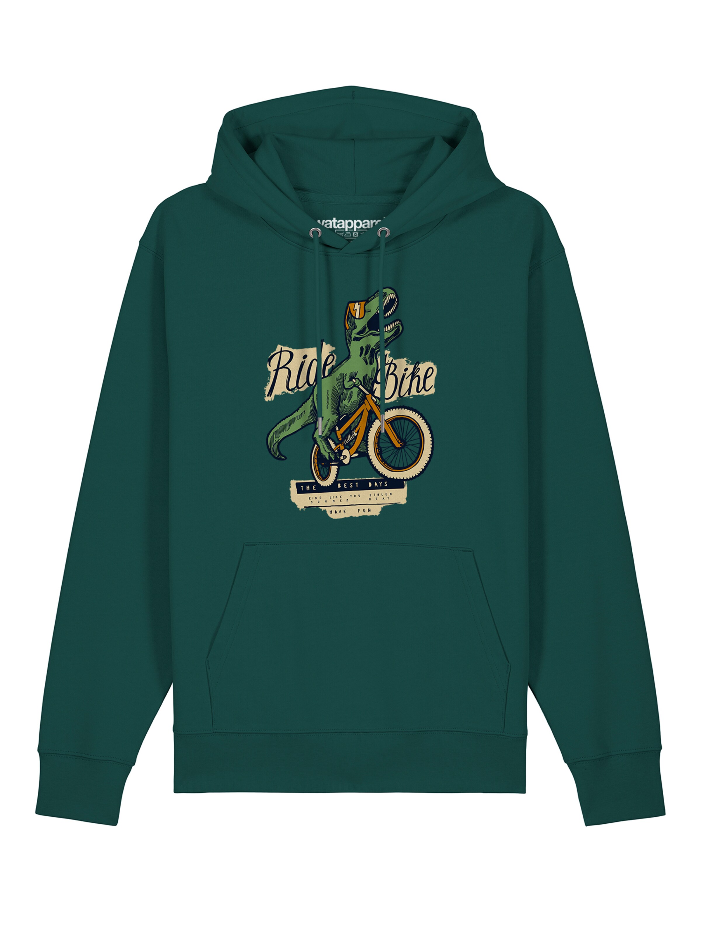 Watapparel Sweatshirt 'T-Rex Fahrrad' in Groen: voorkant