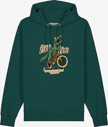 Watapparel Sweatshirt 'T-Rex Fahrrad' in Groen: voorkant