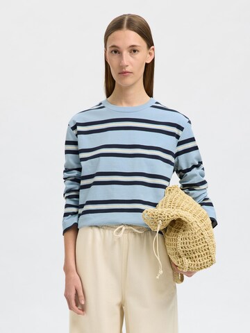 T-shirt SELECTED en bleu : devant
