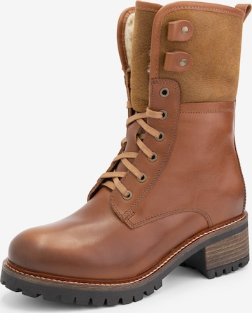 Mysa Lace-Up Ankle Boots 'Daisy ' in Brown: front