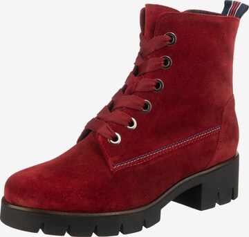 GABOR Lace-Up Ankle Boots in Red: front