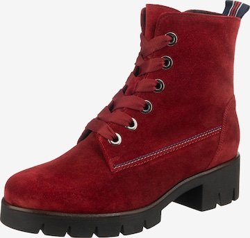 GABOR Lace-Up Ankle Boots in Red: front