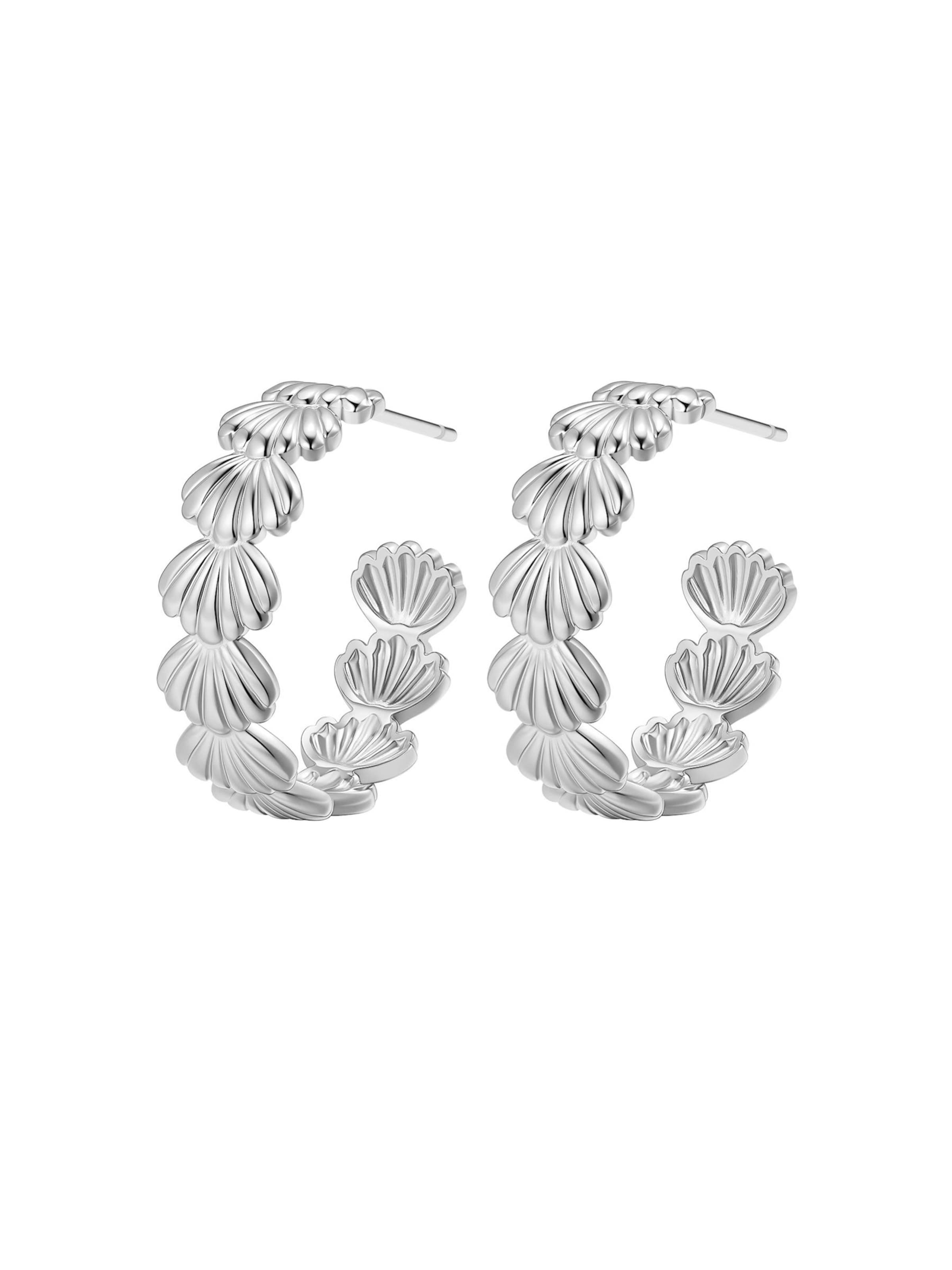 Boucles d'oreilles 'Coastal Shell' Hey Happiness en argent : devant