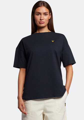 Lyle & Scott - Camiseta talla grande en azul: frente