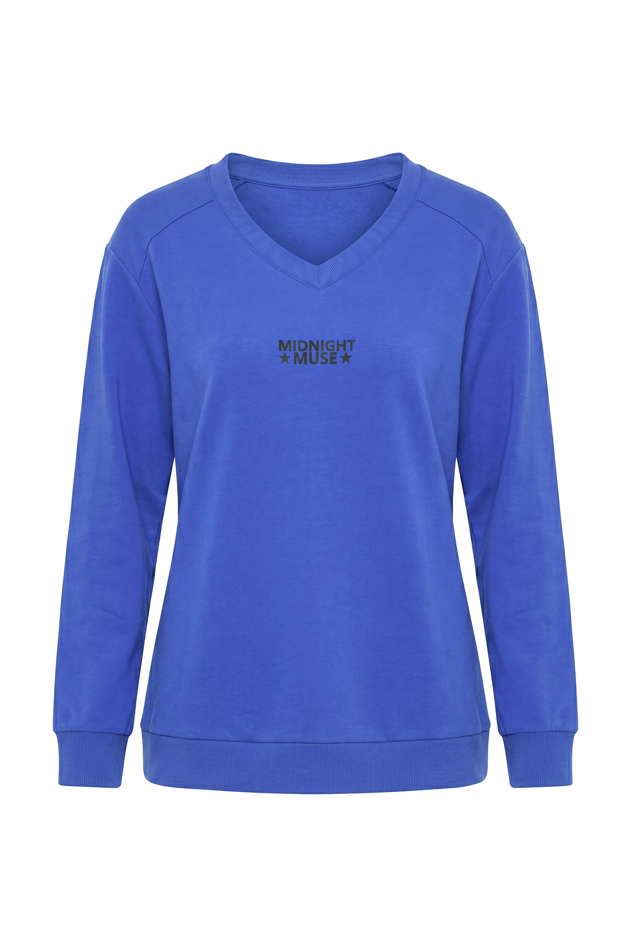 Ulla Popken Sweatshirt in M-L in de kleur Blauw, Productweergave