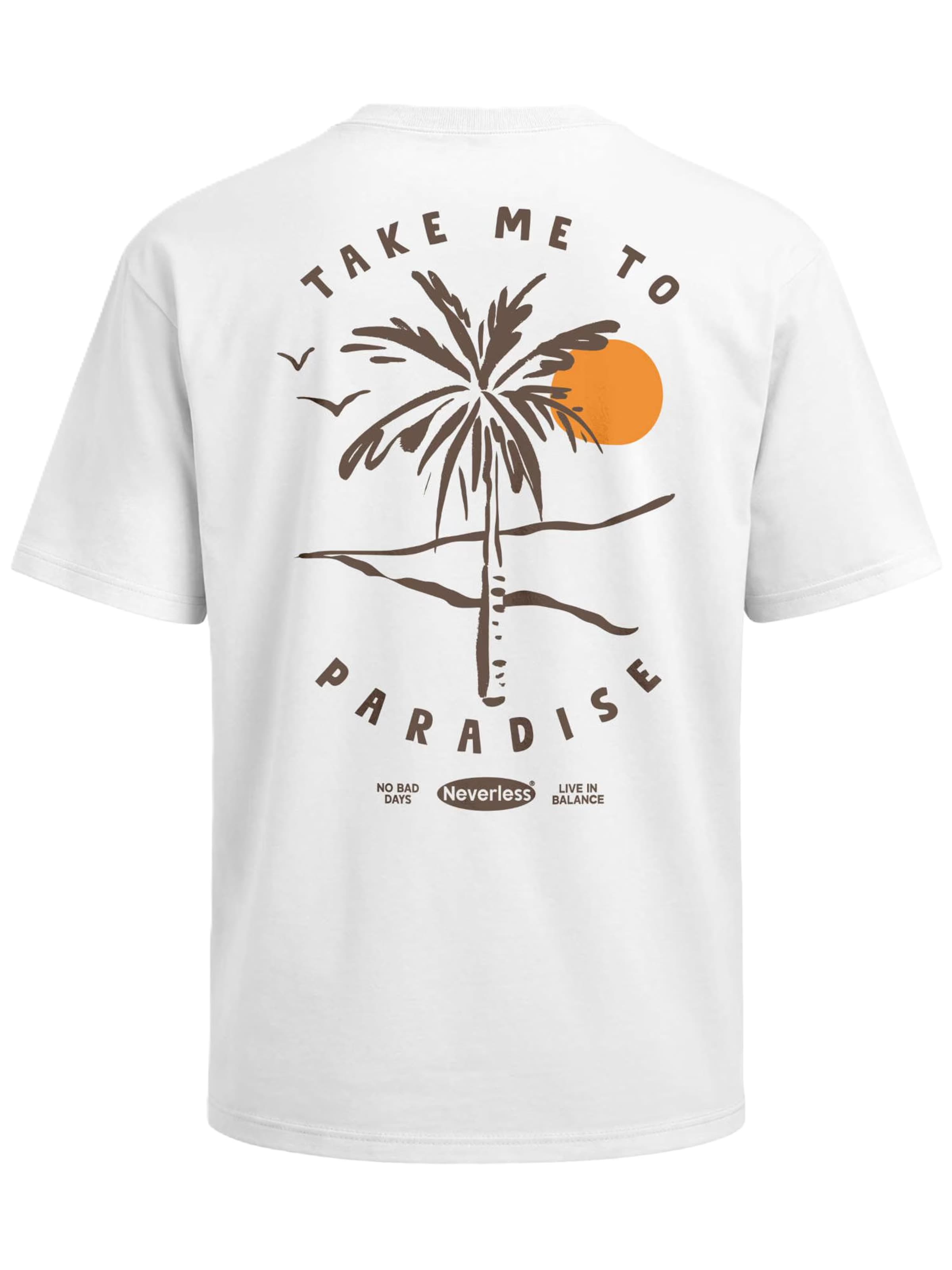 Neverless Shirt 'Take me to Paradise' in Weiß: Vorderseite