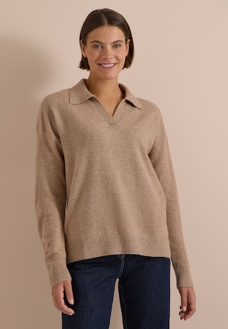 CECIL Langarm Pullover mit Polokragen in Braun: Vorderseite