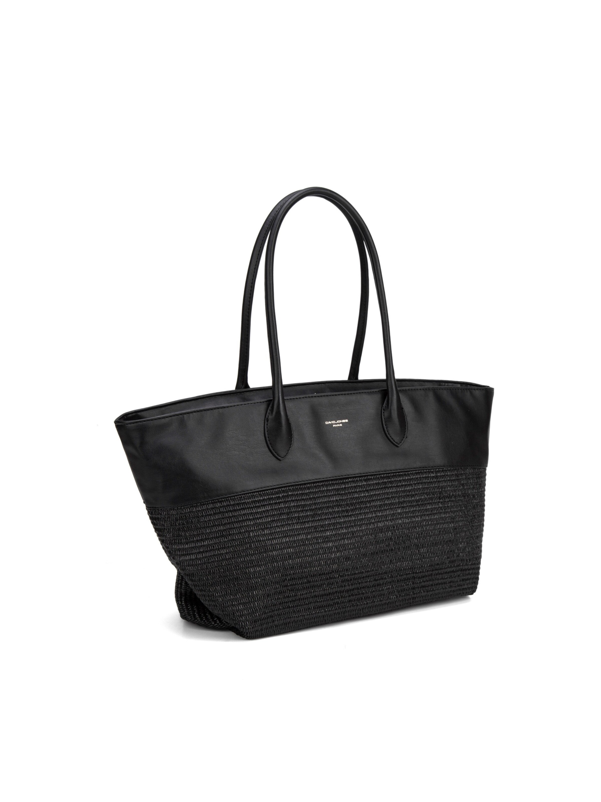 Borsa a spalla 'Borsa Shopper David Jones Bicolore Ecopelle e Tessuto Intrecciato' di David Jones in nero