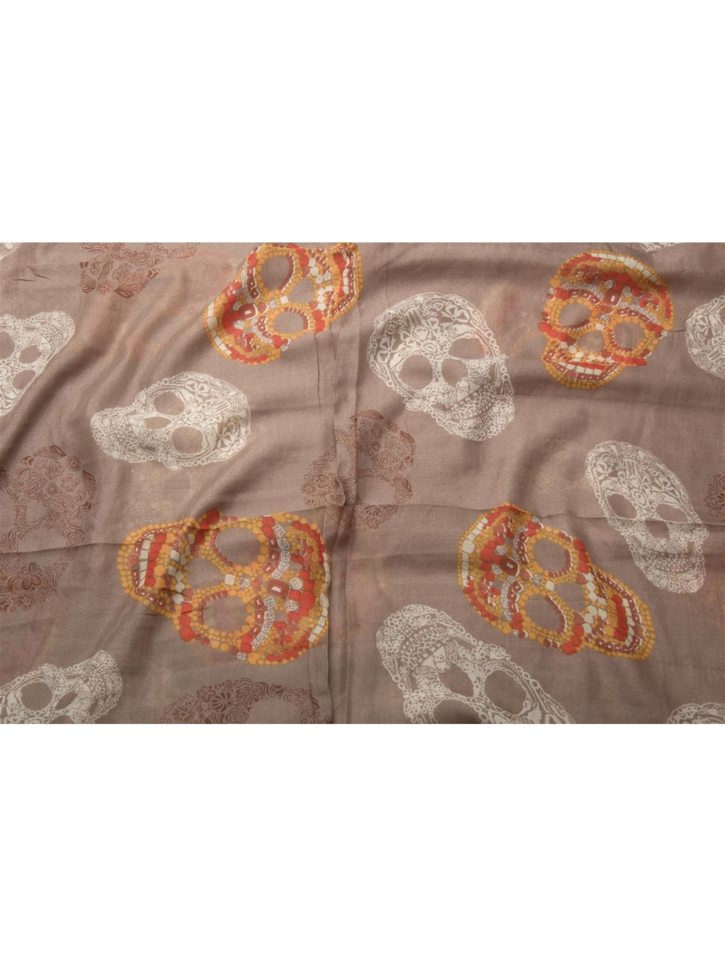 styleBREAKER Schlauchschal 'Loop mit Sugar Skull Totenkopf Print'‌‌‌‌‌ in Beige