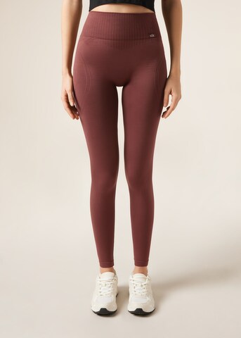 CALZEDONIA Skinny Leggings 'Double Scrunch' in Brown