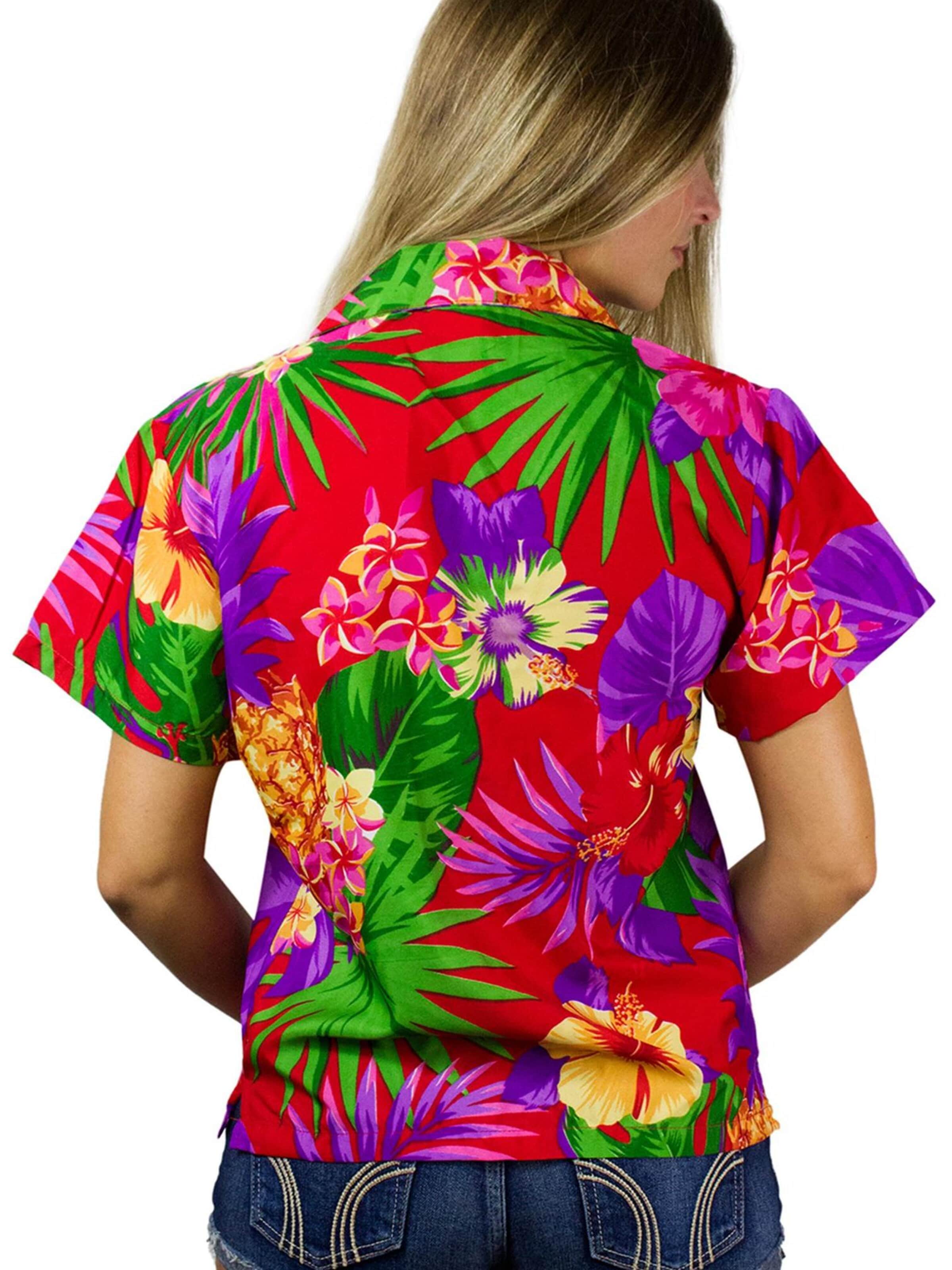 Camicia da donna 'Pineapple' di King Kameha in rosso