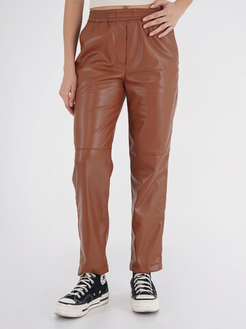 FRESHLIONS Tapered Pants 'Rouna' in Brown: front