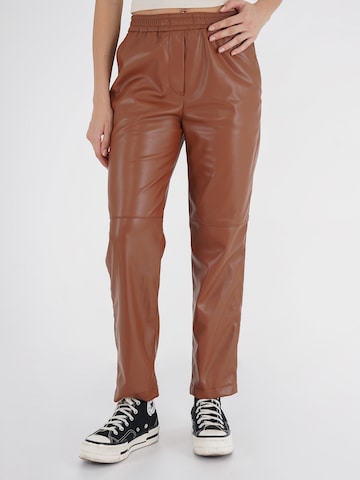 FRESHLIONS Tapered Pants 'Rouna' in Brown: front