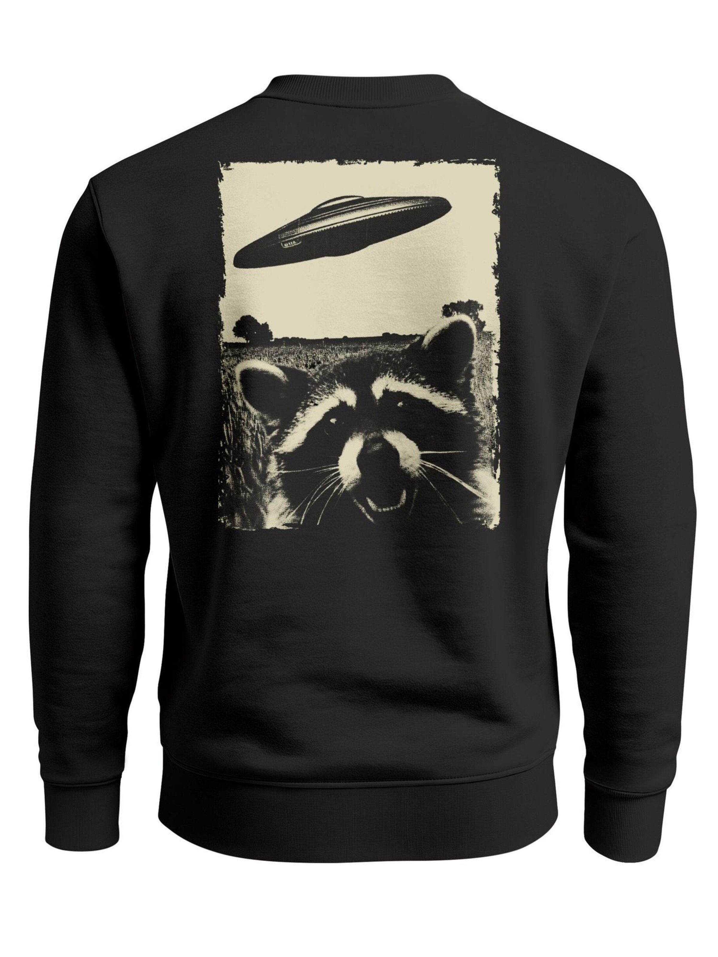Neverless Sweatshirt 'Ufo Waschbär' in Black