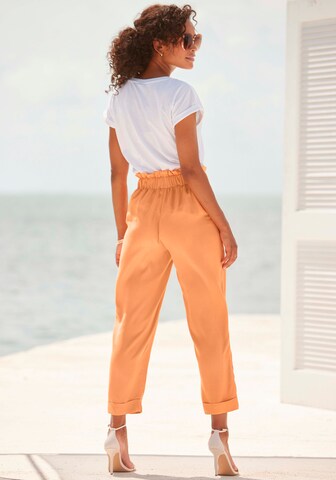 LASCANA Loose fit Pleat-Front Pants in Orange