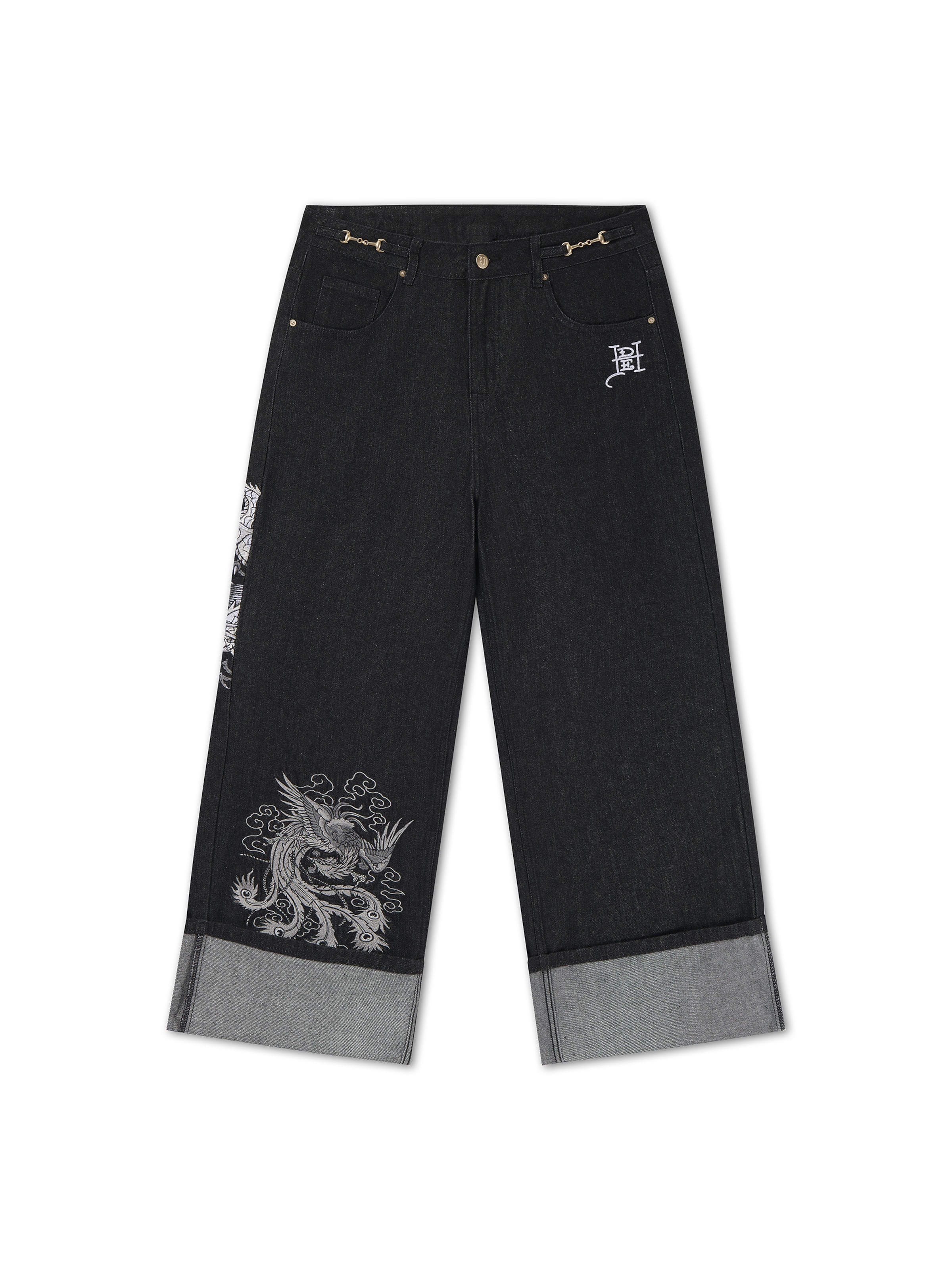 Ed Hardy - Loosefit Vaquero en negro: frente