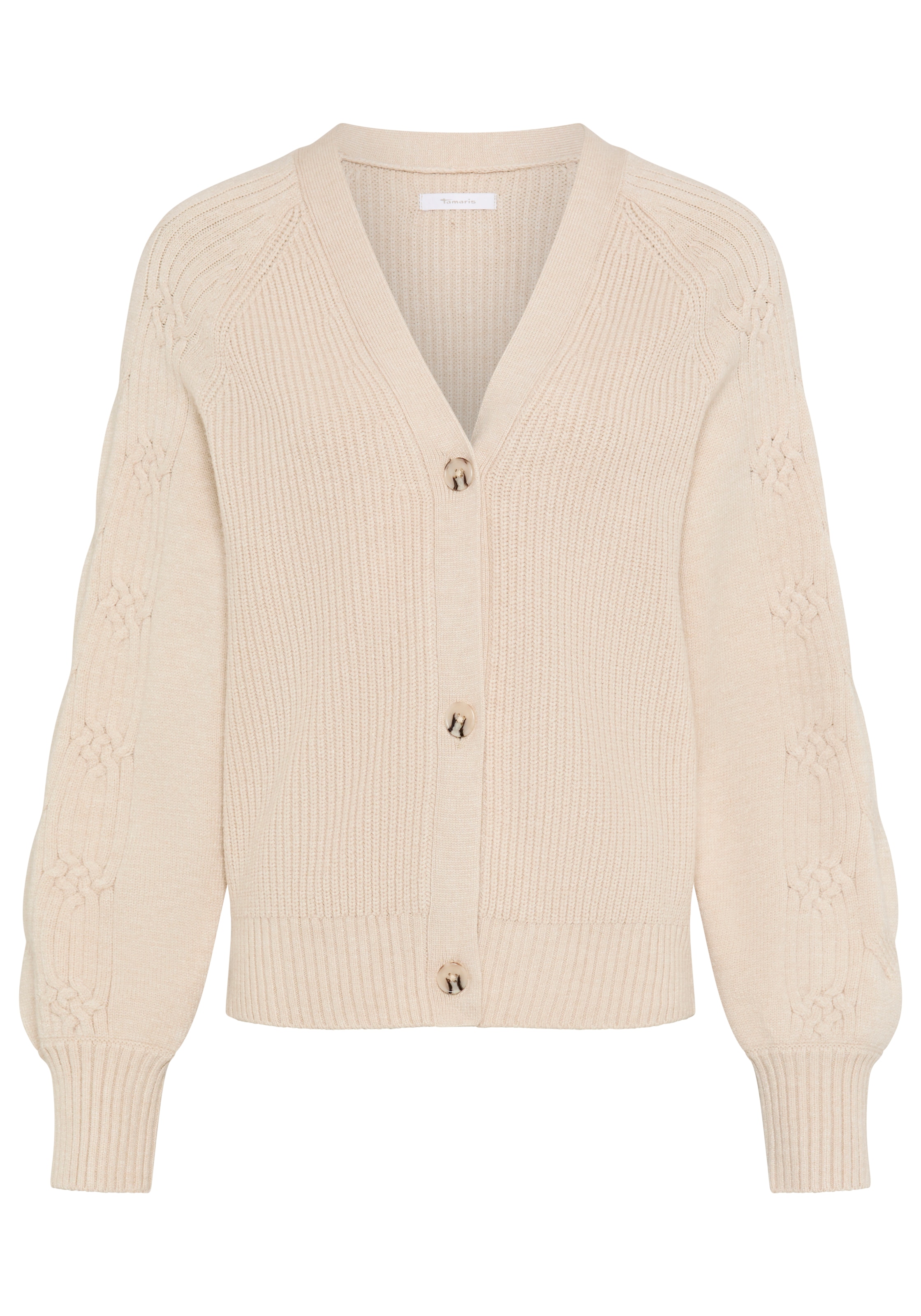 Tamaris Knit Cardigan in Beige: front