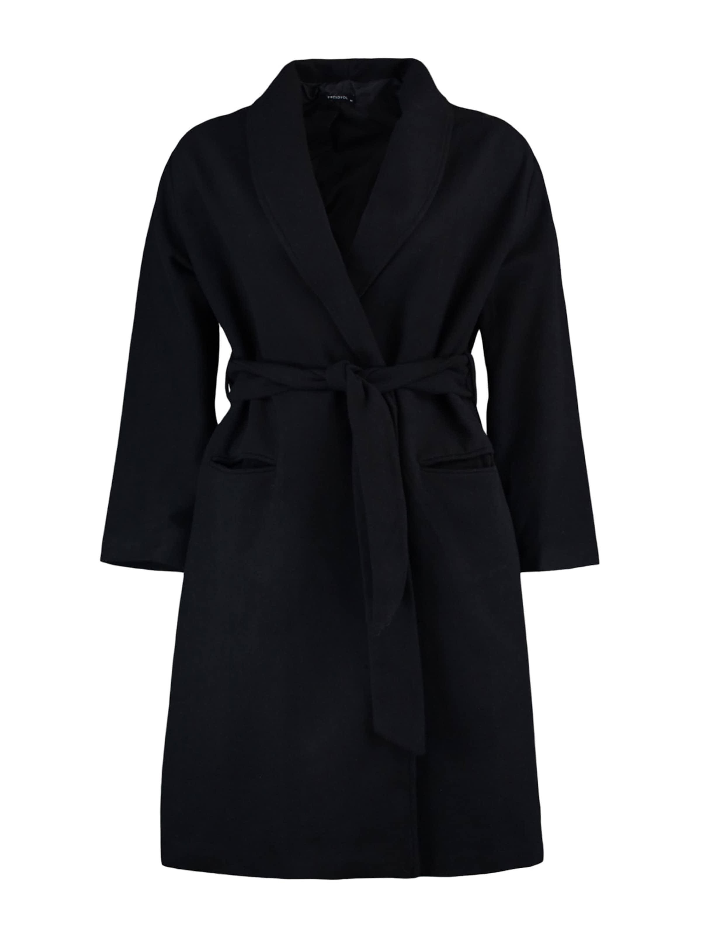 Trendyol CurvePrijelazni kaput - crna boja: prednji dio