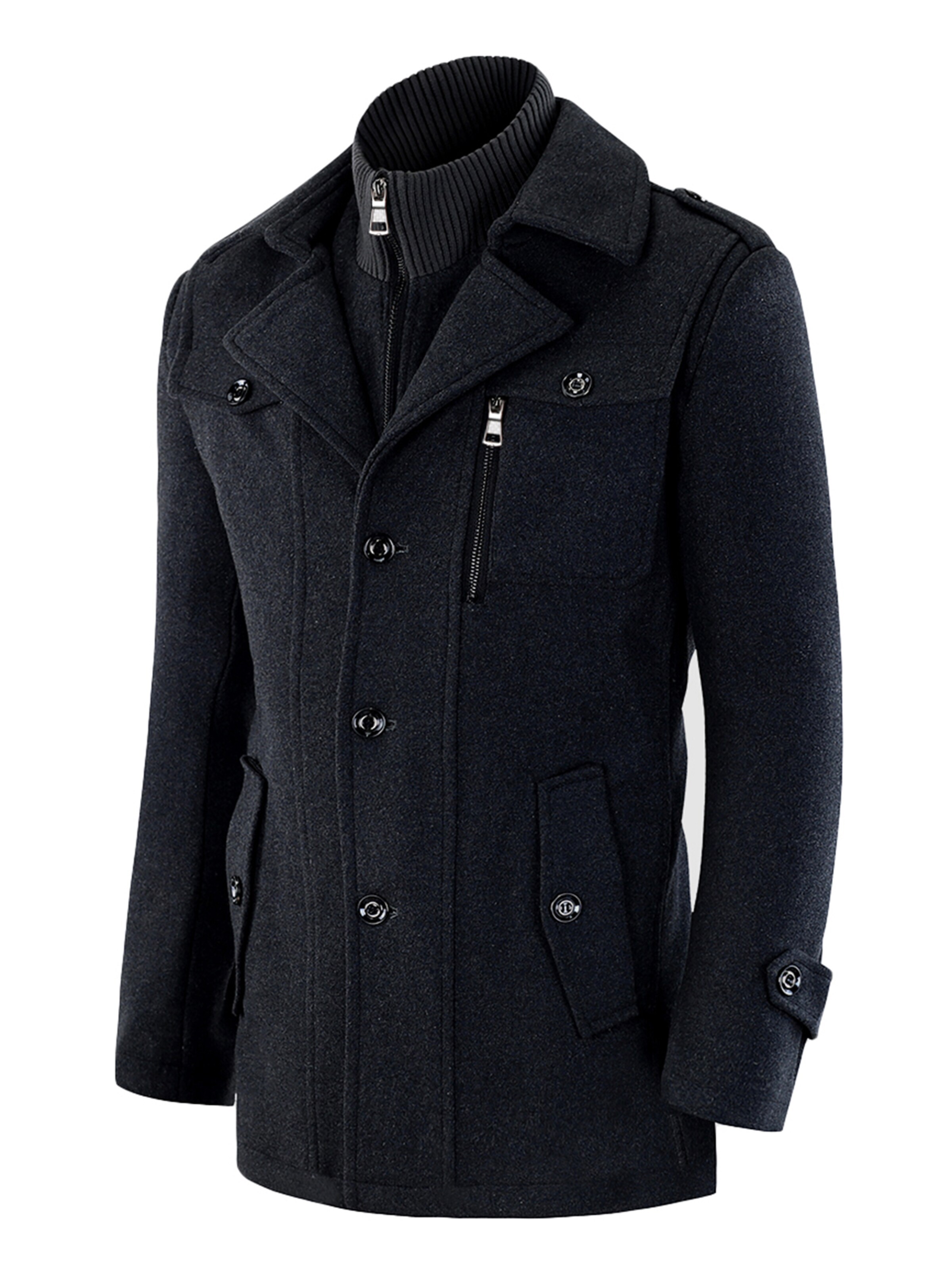 YOUTHUP Winter Coat 'Reverslinie' in Black