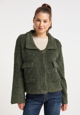 taddy Knit Cardigan in Green: front
